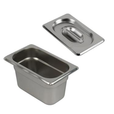 Imagem de Cuba Gastronômica Buffet GN 1/9 100mm Aço Inox Sem Alça com Tampa