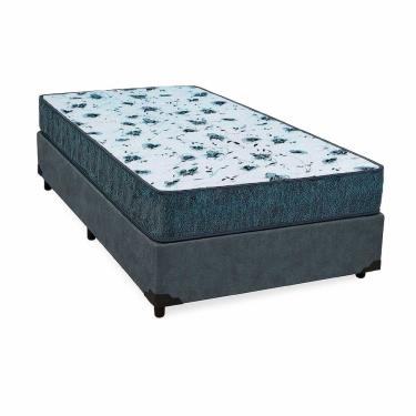 Imagem de Cama Box Solteiro 88 Suede Cinza Com Colchão Alegro Bello Box Espuma D28 Cinza 57x88x188