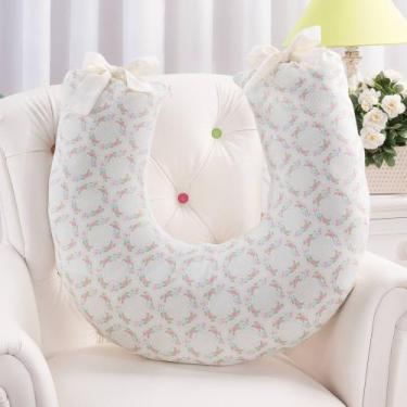 Imagem de Almofada para amamentação bebê - menina floral bege - MEDINA CONFECÇÕE