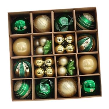 Imagem de Fenteer Enfeite de bola de Natal à prova de quebra, suprimentos decorativos para festas, adereços para fotos, decoração de bola de Natal, pingente pendurado, Ouro Verde