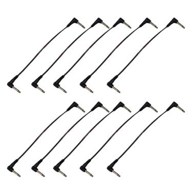 Imagem de Kit 10 Cabo P10 90º Em L Para Pedal Efeitos 25Cm Preto Mxt