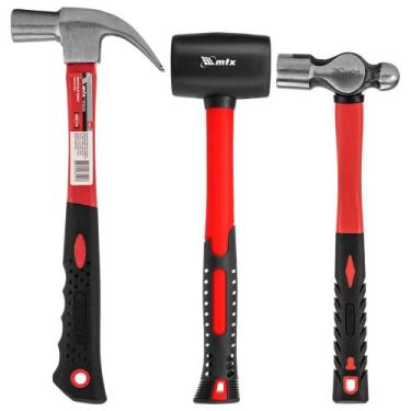 Imagem de Kit Combo Martelos Carpinteiro 23mm + Martelo Borracha 46mm + Martelo 