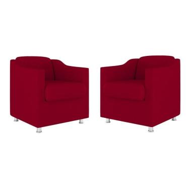 Imagem de Kit 02 Cadeiras Poltronas Decorativas Recepção Clinica Suede Cor:vermelho