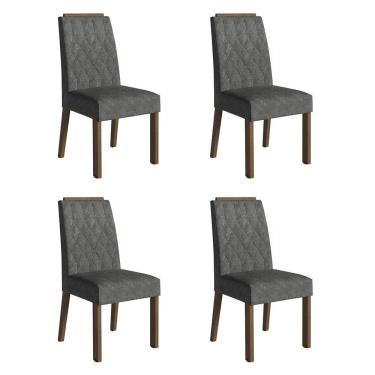Imagem de Kit 4 Cadeiras de Jantar 4256 com Espaldar Rustic/Silver Madesa