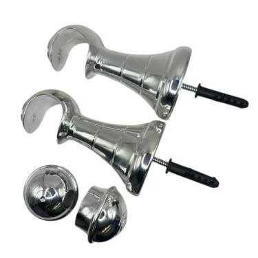 Imagem de Kit Varão Cortina 2,40 Metros 28mm Simples(SOMENTE KIT SUPORTE CROMADO)