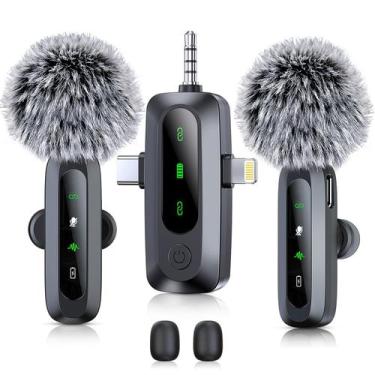 Imagem de Microfone de lapela sem fio 3 em 1 para iPhone, iPad, Android, câmera,