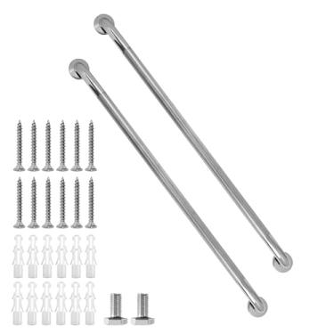 Imagem de Rackickyer Barra de apoio para chuveiro, pacote com 2 barras de apoio de banheiro de 39,4 polegadas, barras de apoio antiderrapantes de aço inoxidável 304 de diâmetro para banheiras e chuveiros, barra