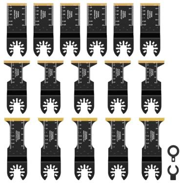 Imagem de Conjunto de lâminas de serra oscilante bimetálica de titânio, lâmina multiferramenta oscilante de corte limpo, lâminas multiferramentas para cortar unhas de plástico de metal macio