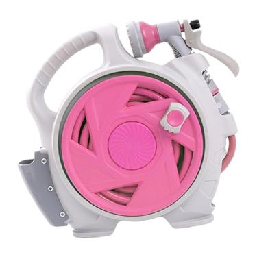 Imagem de Fenteer Conjunto de carretel de mangueira de jardim com carrinho para tubos de água, alto desempenho, fácil de usar, economizador de espaço, conjunto de, Rosa