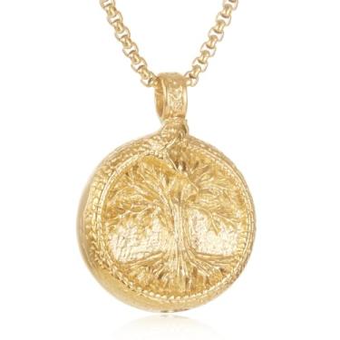 Imagem de Colar de urna memorial masculino nórdico viking ouroboros árvore da vida colar de cremação para cinzas humanas aço inoxidável, Aço inoxidável, Sem Pedra Preciosa