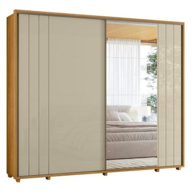 Imagem de Guarda Roupa Casal Dalí Ripado 2 Portas Deslizantes Cumaru-opala Com 4 Espelhos - Madetec Cumaru-opala