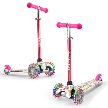 Imagem de Scooters de 3 rodas para crianças, patinete para crianças de 2 a 6 anos, scooter para meninos e meninas com rodas que acendem, minitinete para crianças (grafite rosa)