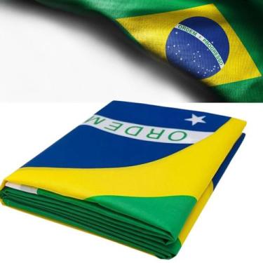 Imagem de Bandeira Brasileira Resistente Costura Reforçada Material Poliéster Co