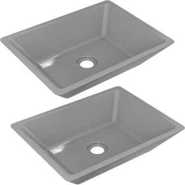 Imagem de Kit 02 Cubas de Apoio Retangular Para Banheiro Lavabo C01 RT45 Cinza - Lyam Decor