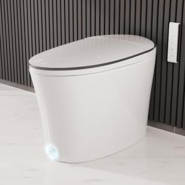 Imagem de Banheiro inteligente DeerValley, vaso sanitário de uma peça para banheiros, pulverizador e secador de água quente, operação com sensor de pé, assento de bidê aquecido com controle remoto