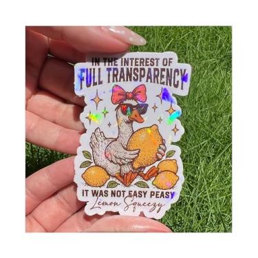 Imagem de BELISMIA Adesivo holográfico It was Not Easy Peasy Lemon Squeezy, adesivo holográfico Silly Goose (Silly Goose Holographic), adesivos brilhantes de vinil de animais sarcásticos para laptop, celular