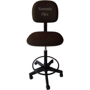 Imagem de Cadeira Caixa Alta Aro E Rodízio Preto Pra Recpçao Balcao