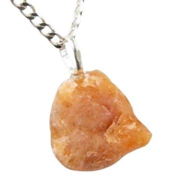 Imagem de Colar de Pedrinha Bruta de Calcita Laranja com Prata 950 - Joia Natura