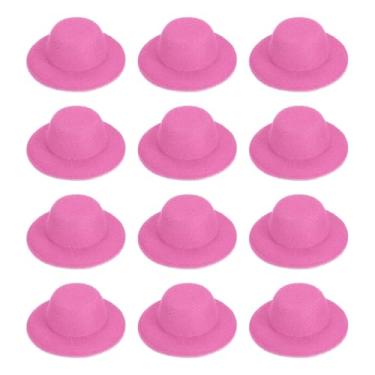 Imagem de PATIKIL Mini chapéus formais de 5,8 cm, 12 peças, mini chapéus de boneca em miniatura para artesanato, acessórios de cabelo, decoração de boneca, boneco de neve, vermelho rosa
