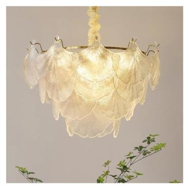 Imagem de Lustre de vidro estilo francês moderno LED compatível com sala de estar, quarto, sala de jantar, cozinha, arte, design romântico, luminárias pendentes, lâmpadas de lustre