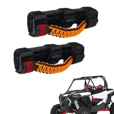 Imagem de 3 alças de guidão de barra de rolo de corda de paraquedista para barras de rolo de 2 a 3 polegadas para a maioria dos modelos Jeep Wrangler TJ CJ YJ JK JKU JL JLU (esportes, Willys, Sahara, Rubicon) 1986-2020, Orange Paracord Handle 2 Pieces