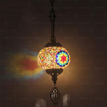 Imagem de 1 Luminária pendente de mosaico de globo de luz, luminária pendente de teto decorativa boêmia para sala de jantar, sala de estar, bar, hotel, lustre de vidro para quarto