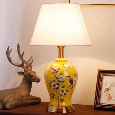 Imagem de Luminária de mesa contemporânea de cerâmica com flores e pássaros The American Village Sala de estar Quarto Estudo Villa Hotel Luminária de mesa de cabeceira (estilo 30)