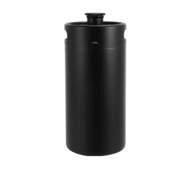 Imagem de Mini barril de cerveja prateado/preto, growler de cerveja de parede única, barril de cerveja artesanal de aço inoxidável 304, 2L/3,6L/5L(Black,3.6L)