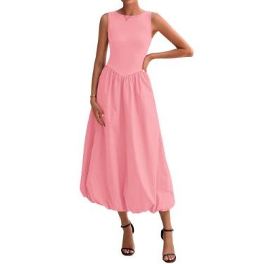 Imagem de Vestido feminino BTFBM 2025, casual, sem mangas, midi