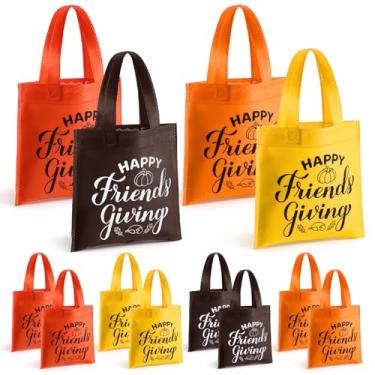 Imagem de Sweetude 12 conjuntos de sacos de presente de Ação de Graças para amigos, reutilizáveis, não tecidos, com alças, papéis de seda, sacolas de boas amigas para lembrancinhas de festa de Ação de Graças no