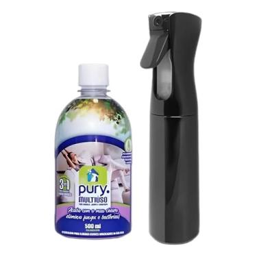 Imagem de Pury Kit Limpeza Doméstica, Higienizador Multiuso 3 em 1 com Borrifador, 500ml + Borrifador 300ml, para Sofá, Cama e Superfícies