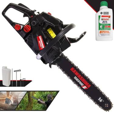 Imagem de Motosserra À Gasolina Kawashima KCS 400E 37,2cc Alta Potência e Rotação Com Sabre 16’` Sistema Antivibração e Carcaça de Alumínio + ÓLEO STIHL 8017