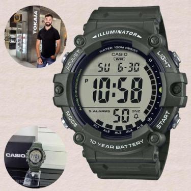 Imagem de Relógio Casio Masculino Digital Illuminator Bateria 10 Anos Verde AE-1