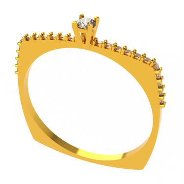 Imagem de Anel quadrado ouro 18k com diamantes