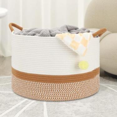 Imagem de Cesto de roupa suja Eblog Cesto de algodão tecido 51x33 cm branco