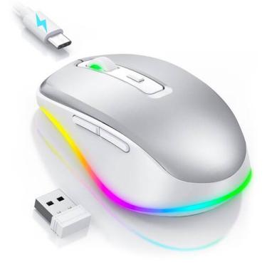 Imagem de Mouse sem fio Jiggler PEIOUS LED recarregável prateado