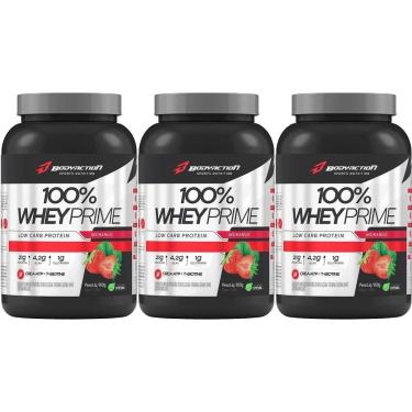 Imagem de Kit 3X 100% Whey Prime Concentrado - 900g Morango - BodyAction-Masculino