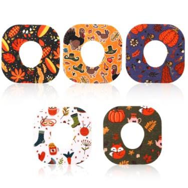 Imagem de 10 Adesivos à Prova D'água para Sensor Dexcom G7, Adesivos Sensor Glicose CGM Tema de Ação Graças Capas para Monitor de Glicose (5 Motivos)