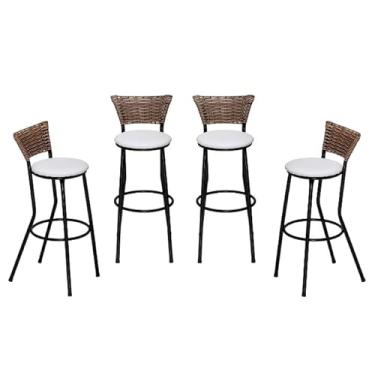 Imagem de Banquetas Alta, Kit 4 Banco Banqueta Banco Alto Cozinha Americana Bancada Churrasco Balcão(Branco,Cappuccino)