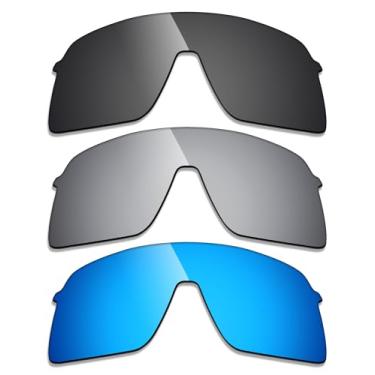 Imagem de Alphax 3 pares de lentes polarizadas de substituição para óculos de sol Oakley Sutro Lite S OO9496 - preto + titânio + azul
