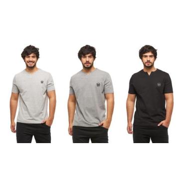 Imagem de Kit com 03 camisetas basicas wooks masculina gola portuguesa - wc3, Ci