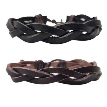 Imagem de Kit 2 Pulseira Bracelete Masculina Casual Trançado Ajustável - PENDULA