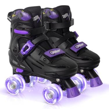 Imagem de Nattork Patins ajustáveis para crianças, meninos, meninas, adolescentes de 8 a 12 anos, 10, 11 e 12 anos, ideia de presente para aniversários, Natal, roxo