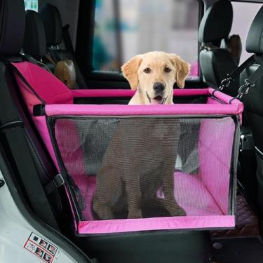 Imagem de Pigirdle Assento de Carro para Viagem de Cachorro Reforço de Carro para Animais de Estimação com Trela de Segurança com Clipe, Tubo de Suporte Reforçado Anti-Colapso, Bolsas de Viagem Dobráveis Portát