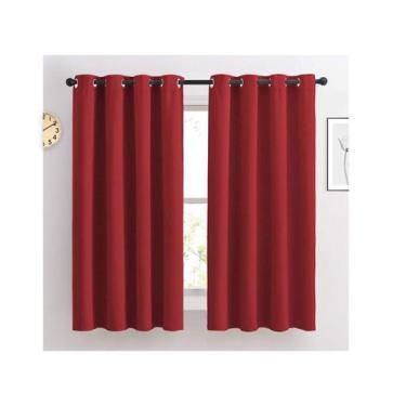 Imagem de Cortina Tecido Cozinha Sala Janela 2,00 X 1,40 Vermelha - Armazém do E