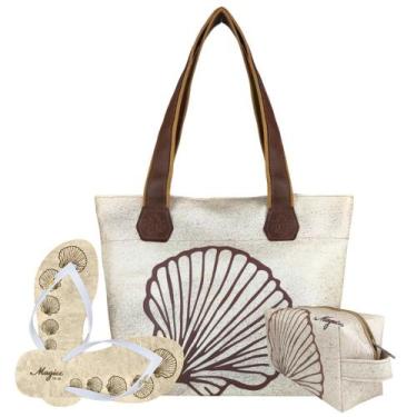 Imagem de Kit Feminino Praia Bolsa Chinelo Necessaire Magicc Kit-245, 33/34