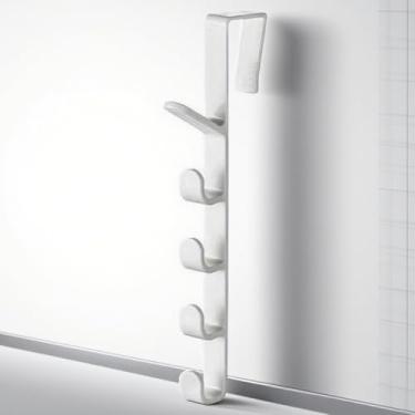 Imagem de 1 gancho sobre a porta – suporte de plástico resistente para roupas, bolsas, toalhas – economia de espaço, armazenamento sem furadeira para armário, banheiro, quarto