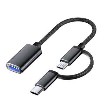 Imagem de 2 em 1 USB C/Micro USB para adaptador USB para USB C OTG cabo adaptador compatível com dispositivos Android Galaxy S21 S22 S23 Note 20/10 A53