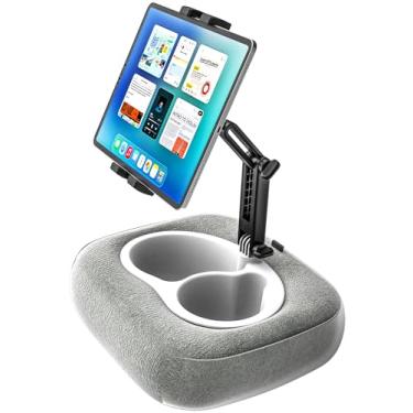 Imagem de YOOZ Pillow Tablet Holder Stand, 360°Adjustable Tablet Pillow Mount for Bed Lap Desk [Soft Skin-Friendly Fabric] fit for iPad, Galaxy Tab, Kindle, Fire, Phone, 4-13" (Detachable Washable, Gray)