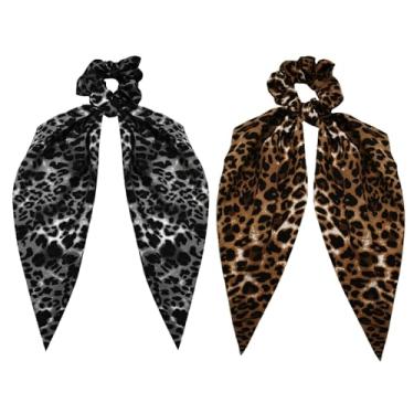 Imagem de Cachecol de cabelo de leopardo elástico para mulheres, laço elástico para cabelo grosso e fino, suporte de rabo de cavalo para meninas com estampa de leopardo, fita de laço com estampa de guepardo